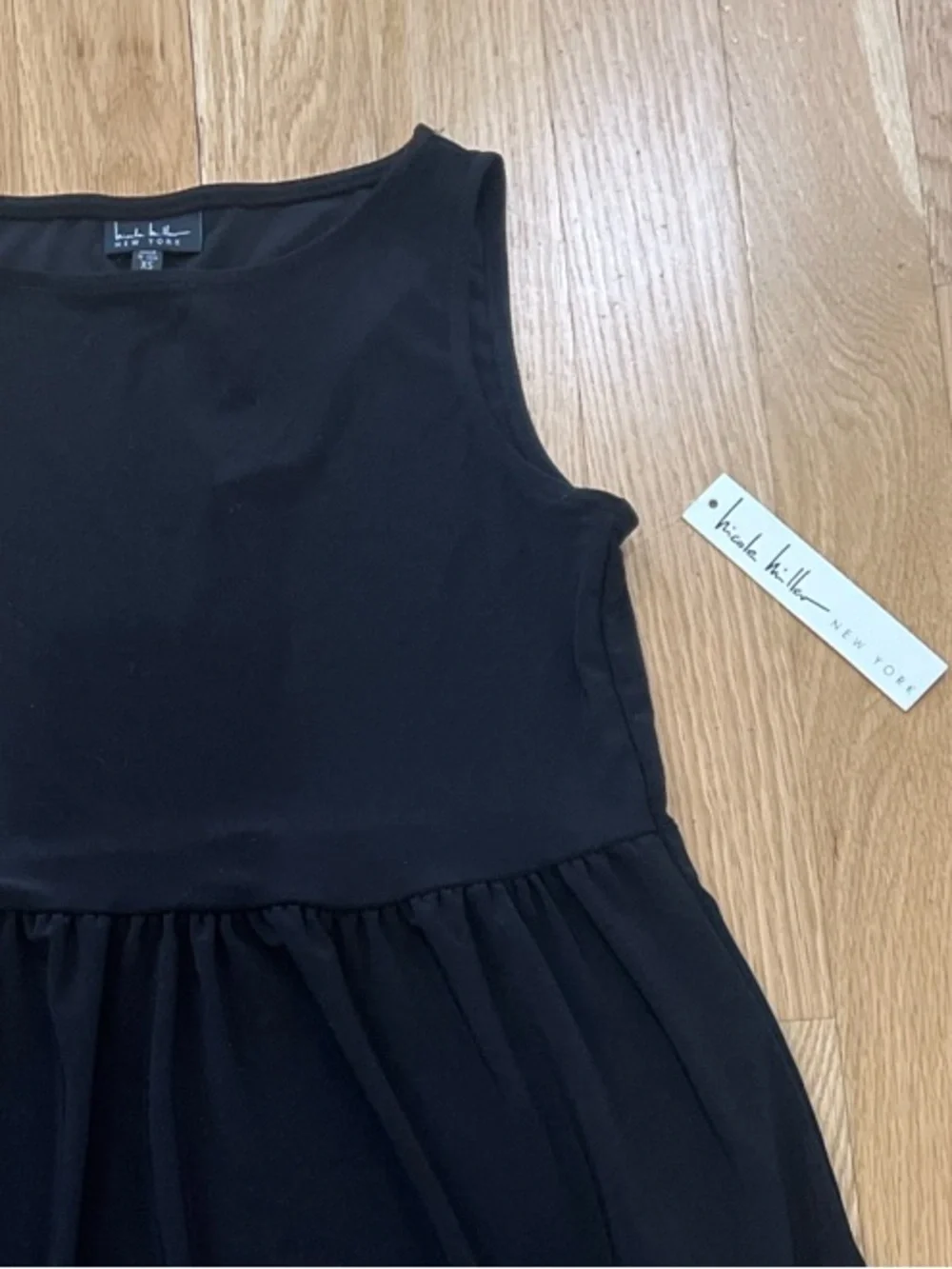 Nicole Miller New York Black Tiered Midi Dress NWT XS Sleeveless